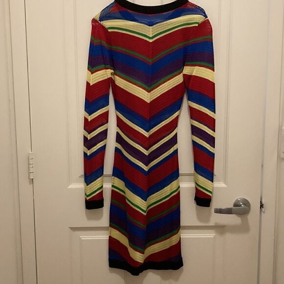 Inspired Rainbow Diagonal Striped Breathable Knitted Dress. Size XS. - Picture 5 of 7